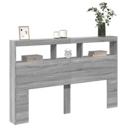 Berkfield Home Headboard Cabinet with LED Grey Sonoma 160x17x102 cm - Size: 160 x 17 x 102 cm - thumbnail 5