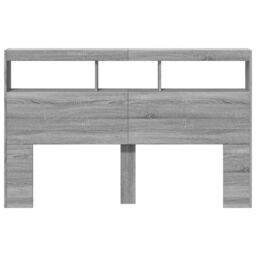 Berkfield Home Headboard Cabinet with LED Grey Sonoma 160x17x102 cm - Size: 160 x 17 x 102 cm - thumbnail 6