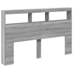 Berkfield Home Headboard Cabinet with LED Grey Sonoma 160x17x102 cm - Size: 160 x 17 x 102 cm - thumbnail 3