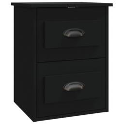 Berkfield Home Elegant Wall-mounted Bedside Cabinet Black 41.5x36x53cm - Size: 41.5x36x53 cm - thumbnail 3