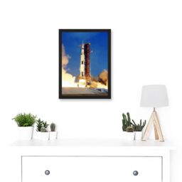Artery8 Space Nasa Apollo 11 Rocket Launch Lift Off-Photo USA Moon Mission Artwork Framed Wall Art Print A4 in Black - thumbnail 2