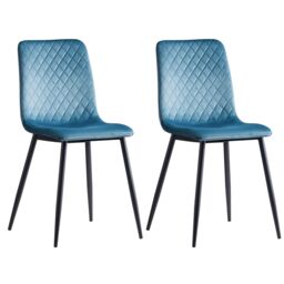 MCC Direct Set of 2 Velvet Fabric Upholstered Dining Chairs Lexi in Light Blue - thumbnail 4
