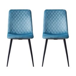 MCC Direct Set of 2 Velvet Fabric Upholstered Dining Chairs Lexi in Light Blue - thumbnail 3