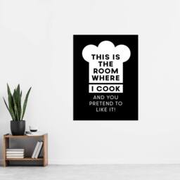 "Artery8 This Is Where I Cook Chef Hat Funny Cheeky Wall Art Print in Black - Size: W12"" x H16""" - thumbnail 4