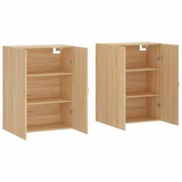 Berkfield Home Wall Mounted Cabinets 2 pcs Sonoma Oak 69.5x34x90 cm in Light Tan - thumbnail 4