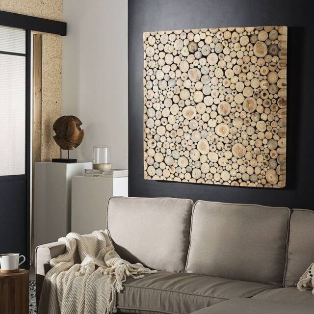 Wyld and Coco Teak Cross-Section Wall Art in Light Brown - image 1