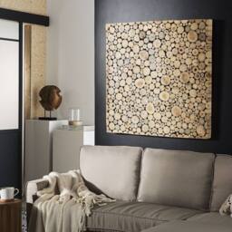 Wyld and Coco Teak Cross-Section Wall Art in Light Brown - thumbnail 1
