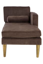 Orsina Velvet Upholstered Grey Velvet & Left Arm Chaise Lounge, Luxirous Chaise Lounge, Slim Chaise For Relaxing - thumbnail 4