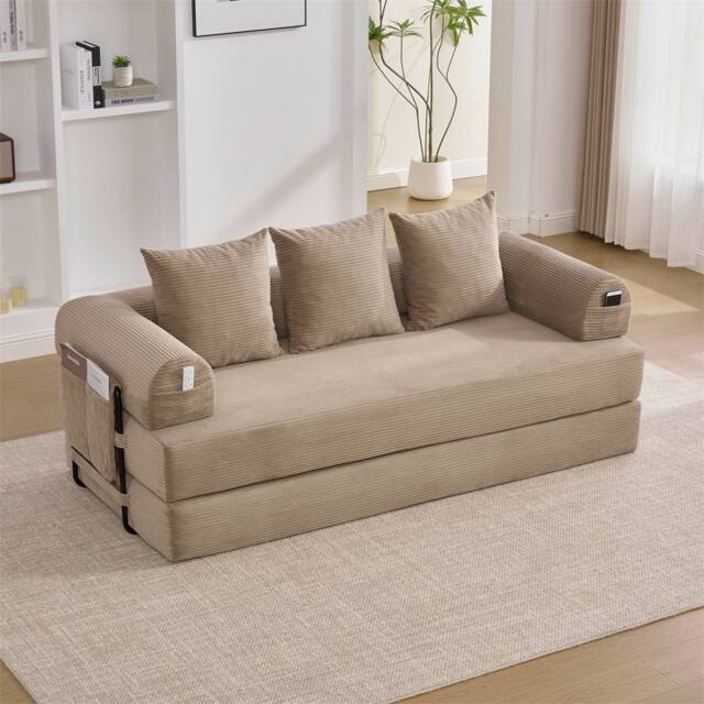 Direct Wicker Foldable Metal Frame Sofa, Customised Leisure Seating for Small Spaces in Khaki - Size: 2 Pack - image 1