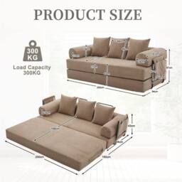 Direct Wicker Foldable Metal Frame Sofa, Customised Leisure Seating for Small Spaces in Khaki - Size: 2 Pack - thumbnail 2