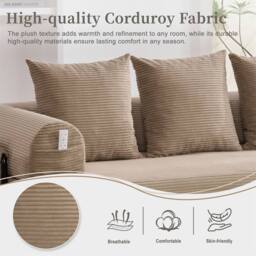 Direct Wicker Foldable Metal Frame Sofa, Customised Leisure Seating for Small Spaces in Khaki - Size: 2 Pack - thumbnail 3