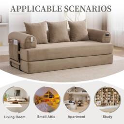 Direct Wicker Foldable Metal Frame Sofa, Customised Leisure Seating for Small Spaces in Khaki - Size: 2 Pack - thumbnail 7