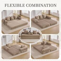Direct Wicker Foldable Metal Frame Sofa, Customised Leisure Seating for Small Spaces in Khaki - Size: 2 Pack - thumbnail 9