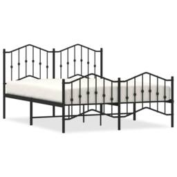 Berkfield Home Metal Bed Frame with Headboard & Footboard Black 135x190 cm Double - thumbnail 2