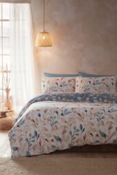 Drift Home 'Anya' All-Over Leaf Print Duvet Cover Set in Blue - Size: Single - thumbnail 1