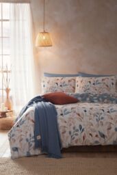 Drift Home 'Anya' All-Over Leaf Print Duvet Cover Set in Blue - Size: Single - thumbnail 6
