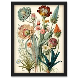 Artery8 Ernst Haeckel Inspired Vintage Botanical Plant Study Modern Watercolour Painting Illustration Artwork Framed Wall Art Print A4 in Black - thumbnail 1