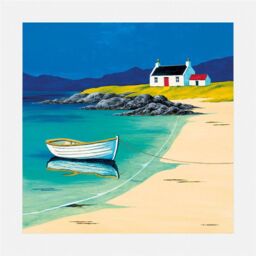 Anthony Barber Hebridean Fisherman´s Cottage Mounted Print in Blue - thumbnail 1