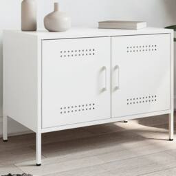Berkfield Home TV Cabinet White 68x39x50.5 cm Steel - thumbnail 2