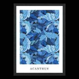 ARTZE William Morris Acanthus in Bright Blue Art Print / Black Frame / SIZE: A2 - Size: A4 - thumbnail 2