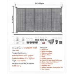 Ferand Retractable Baby Gate 870 mm Tall Extends up to 1400 mm Wide in Grey - thumbnail 4