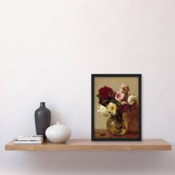 Artery8 Rose Bouquet in Glass Vase Still Life Latour Framed Wall Art Print - Size: A4 - thumbnail 4