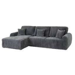 Furniture 786 Willow Chunky jumbo cord 4 seater Left Hand Facing corner sofa in Grey - thumbnail 3