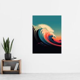 "Artery8 Rainbow Bomb Wave Ocean Sea Bauhaus Wave Bathroom Toilet Extra Large XL Wall Art Poster Print - Size: W24"" x H32""" - thumbnail 4