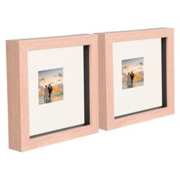 "Nicola Spring 6"" x 6"" 3D Box Photo Frames - 2"" x 2"" Mount - Light Brown - Pack of 2 in Ivory" - thumbnail 1