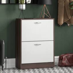 HD Designs 2 Drawer Shoe Cabinet Organizer Storage in White - thumbnail 1