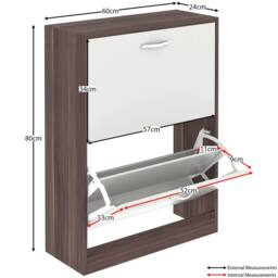 HD Designs 2 Drawer Shoe Cabinet Organizer Storage in White - thumbnail 2