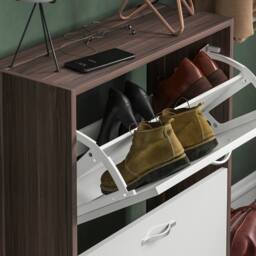 HD Designs 2 Drawer Shoe Cabinet Organizer Storage in White - thumbnail 4