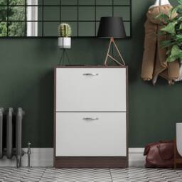 HD Designs 2 Drawer Shoe Cabinet Organizer Storage in White - thumbnail 3