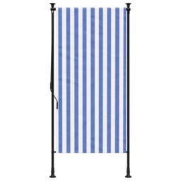 Berkfield Home Outdoor Roller Blind Blue & White 120x270 cm Fabric&Steel - thumbnail 3