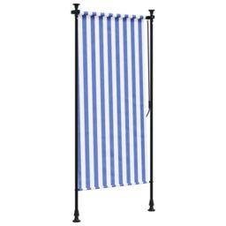 Berkfield Home Outdoor Roller Blind Blue & White 120x270 cm Fabric&Steel - thumbnail 5