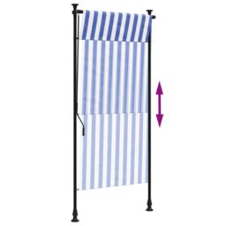 Berkfield Home Outdoor Roller Blind Blue & White 120x270 cm Fabric&Steel - thumbnail 6