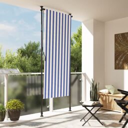 Berkfield Home Outdoor Roller Blind Blue & White 120x270 cm Fabric&Steel