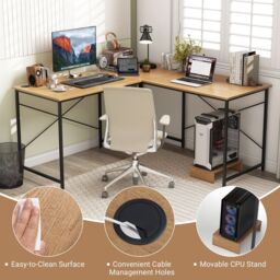 Costway Reversible L-Shaped Desk 150 cm Corner Computer Desk-Natural in Natural - thumbnail 2