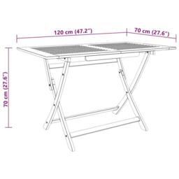 Berkfield Home Folding Garden Table 120x70x75 cm Solid Eucalyptus Wood in Brown - Size: 120 x 70 x 75 cm - thumbnail 5