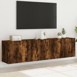 Berkfield Home TV Cabinets Wall-mounted 2 pcs Smoked Oak 80x30x41 cm in Brown - Size: 80 x 30 x 41 cm - thumbnail 2