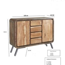 Indian Hub Aspen Large Sideboard - Metal/Wood - L40 x W120 x H90 cm in Brown - thumbnail 4