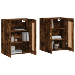 Berkfield Home Wall Mounted Cabinets 2 pcs Smoked Oak Engineered Wood in Brown - thumbnail 3