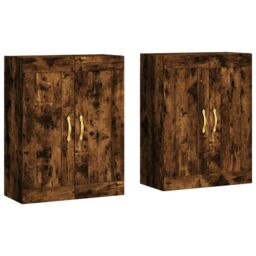 Berkfield Home Wall Mounted Cabinets 2 pcs Smoked Oak Engineered Wood in Brown - thumbnail 2
