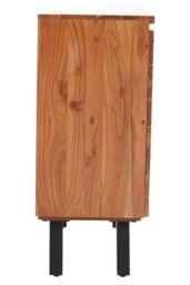 Orsina Small Acacia Sideboard, Natural Acacia Wood 1‑Door & 3‑Drawer Buffet Cabinet, Industrial Black Storage Unit - thumbnail 3