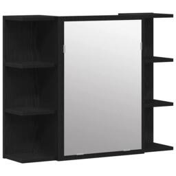 Berkfield Home Mirror Cabinet Black Oak Solid Oak Wood Compact Bathroom Vanity