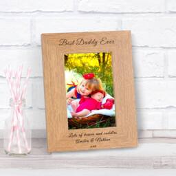 Uniqueful Personalised Best Daddy Ever Wood Picture Frame 7x5 Fathers Day in Brown - Size: 1 Pack - thumbnail 1