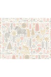 Origin Murals Scandi Forest Animals Wall Mural in Pink - Size: W300 cm x H240 cm - thumbnail 2