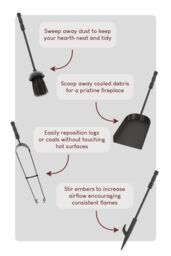 Home Discount Fire Vida 5 Piece Malham Companion Set Indoor Outdoor Fireplace Tool Set in Black - thumbnail 5