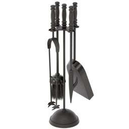 Home Discount Fire Vida 5 Piece Malham Companion Set Indoor Outdoor Fireplace Tool Set in Black - thumbnail 8