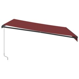 Berkfield Home Manual Retractable Awning with LEDs Burgundy 400x300 cm in Black - thumbnail 5